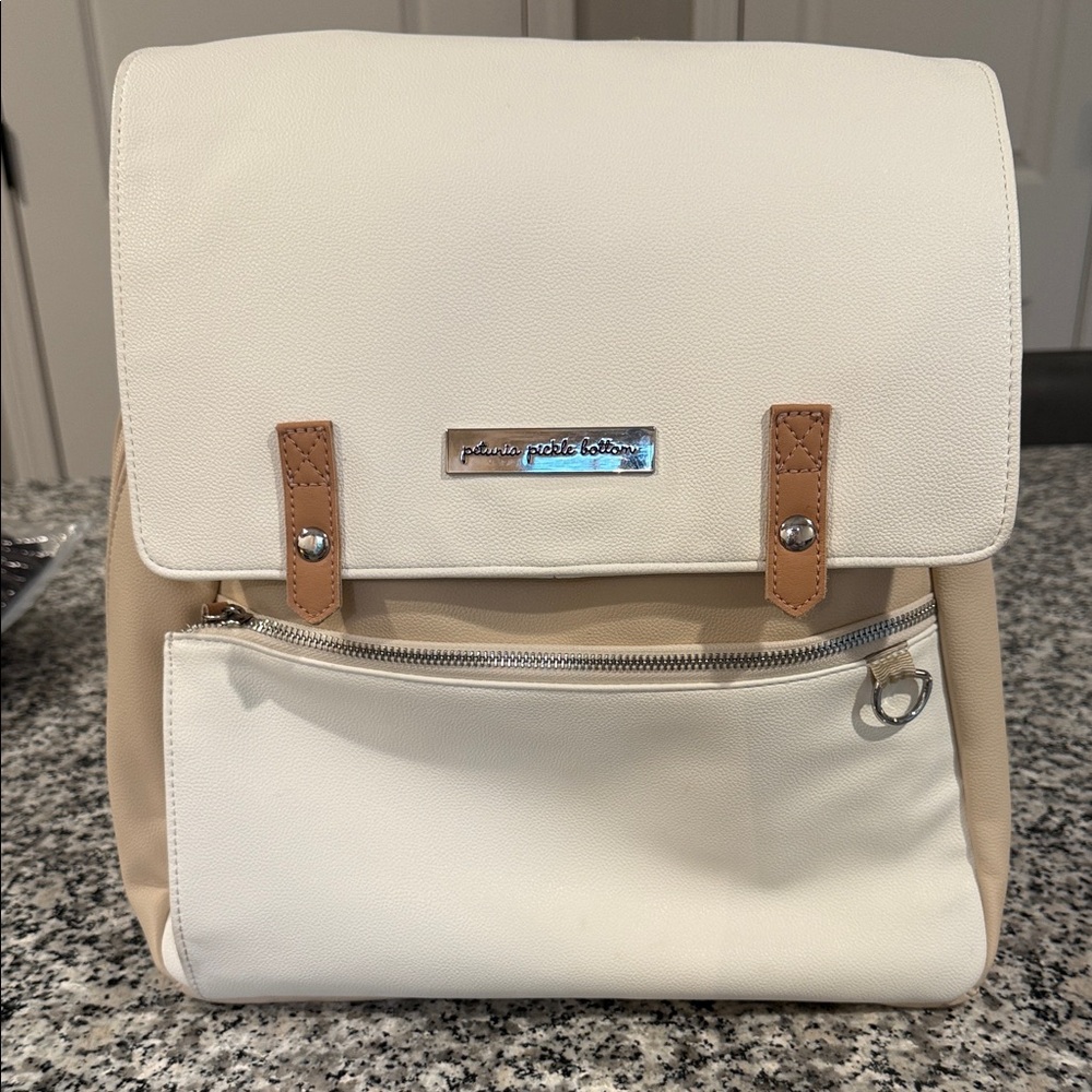 Petunia Pickle Bottom Boxy Backpack Diaper Bag Cream Tan
